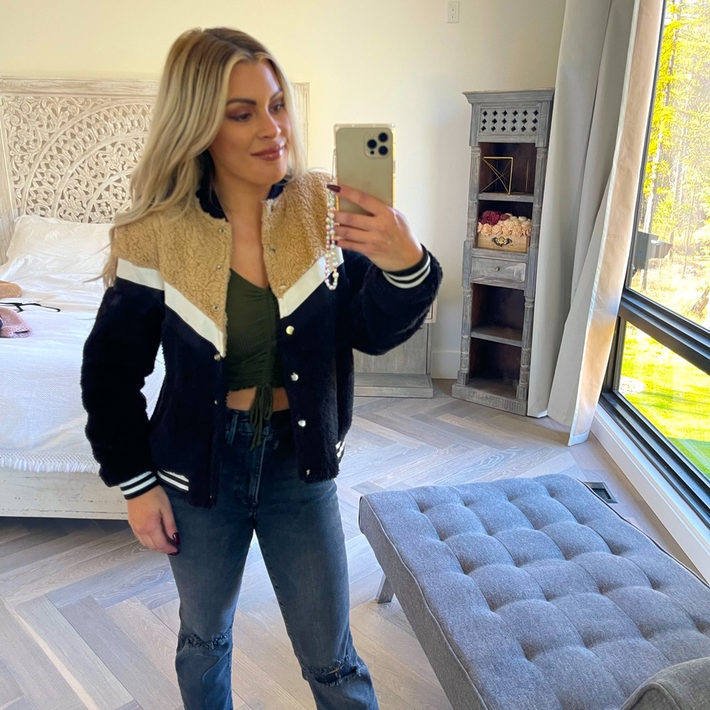 Black and Tan Teddy Bomber Jacket